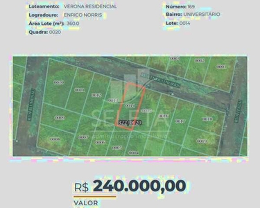 Terreno à venda, Residencial Verona, CASCAVEL - PR - Oportunidade R$ 240.000,00