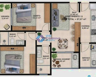 Apartamento à venda, 2 quartos, 1 suíte, 1 vaga, Centro - VIÇOSA/MG