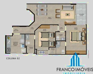 Apartamento a venda 2 quartos suítes, 65m² por 480.000, na Praia do Morro em Guarapari