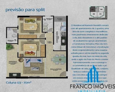 Apartamento na Planta - Residencial Marinetti Rondelli, 2 quartos (um suíte), Av. Oceânica