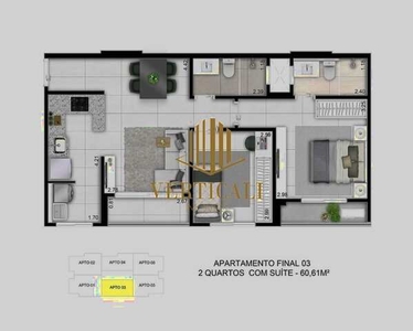 Condomínio Alvorada Cuiabá: Apartamento de 60.61m² com 2 dormitórios à venda - Lançamento
