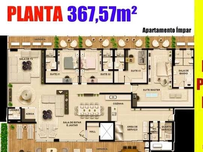 Apartamento Villa Residence 368m² 4 suítes sendo 01 com closet / Gerador 100% / Adrianópol