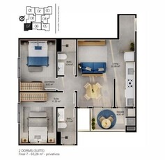 Apartamento em Cacupé, Florianópolis/SC de 63m² 2 quartos à venda por R$ 975.000,00