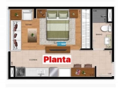 Lindo Studio em construção de 31m² com área de estar à 500 Metros Metrô Parada Inglesa