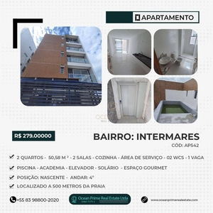 Cód:542- Apartamento com 2 dormitórios à venda, 51 m² por R$ 259.418 - Intermares - Cabede