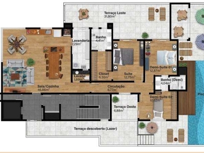 Apartamento para Venda em Balneário Piçarras, Itacolomi, 3 dormitórios, 3 suítes, 3 banheiros, 2 vagas