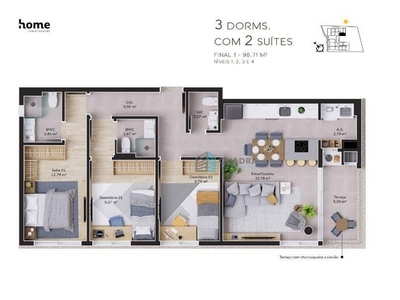 Apartamento com 3 dormitórios à venda, 96 m² por R$ 1.349.000,00 - Cacupé - Florianópolis/