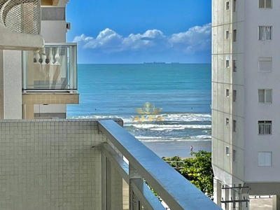 Apartamento na praia Vista para o mar 3 dormitórios Sacada Pitangueiras Guarujá.