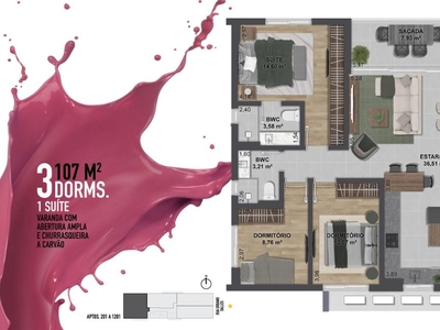 Apartamento em Centro, Florianópolis/SC de 107m² 3 quartos à venda por R$ 1.216.000,00