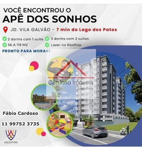 Apartamento em Jardim Vila Galvão, Guarulhos/SP de 55m² 2 quartos à venda por R$ 319.000,00