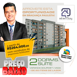 Apartamento em Residencial das Ilhas, Bragança Paulista/SP de 54m² 2 quartos à venda por R$ 263.000,00