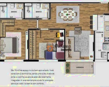 Apartamento com 2 dormitórios (1 suíte/2 vagas) à venda, 73 m² por R$ 483.000 - Caetetuba