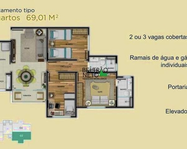 Apartamento à venda, 3 quartos, 1 suíte, 2 vagas, Jardim Riacho das Pedras - Contagem/MG