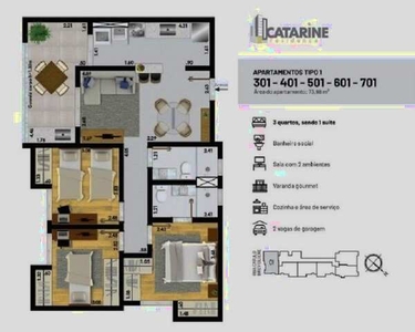 Apartamento com 3 dormitórios à venda, 73 m² por R$ 446.250,00 - Santa Catarina - Juiz de