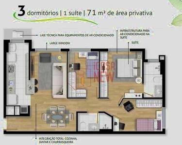 Apartamento novo 3 dormitórios sendo 1 suíte Barigui, 2 vagas no subsolo, Woodland Park Re