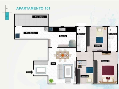 Apartamento com 3 quartos à venda no bairro Alto Barroca, 79m²