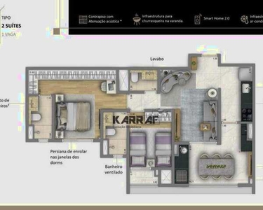 Apartamento com 2 dormitórios sendo 2 suítes à venda, 75 m² por R$ 792.00 - Alto da Mooca