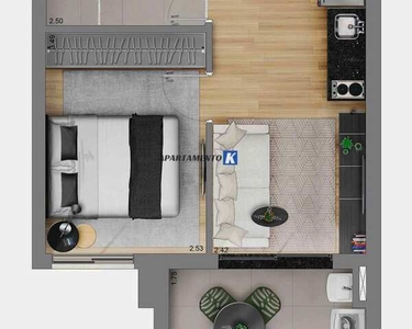 Apartamento Novo - p/ VENDA - 35m2, 1 dormitório, COM VAGA. Raro de encontrar - C/ Varanda
