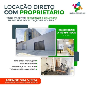 Loft para aluguel com mobília e contas inclusas no Setor Coimbra - Goiânia - GO
