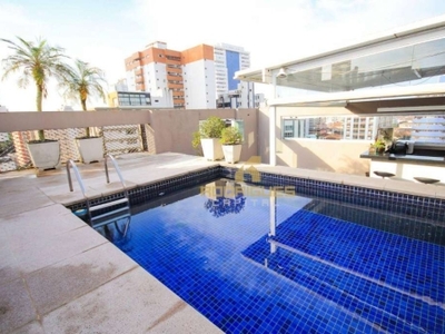 Linda cobertura duplex com espaço gourmet e piscina - 3 dormitórios (2 suítes) e 2 vagas - gonzaga - santos/sp