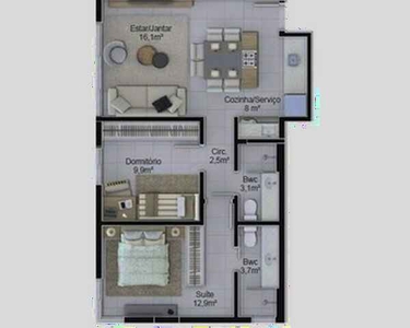 Apartamento à venda, 2 dormitórios sendo 1 suíte - Pedra Branca, Palhoça/SC