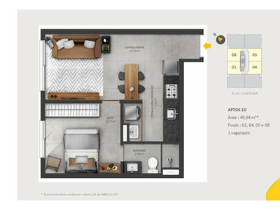 Apartamento No Go Residencial 1092 Com 1 Dorm E 41m, Farroupilha