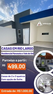 Casas em Rio Largo,parcelas de 499,00 reais com 20 mil de desconto