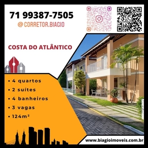 Costa do Atlântico - Casa - 4/4 - 2 suítes - Varanda - Área gourmet - 3 vagas - 124m²