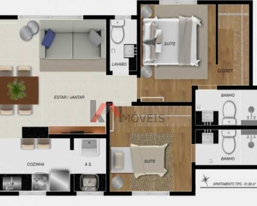 Apartamento no Santa Efigênia com 02 quartos, 02 vagas, 61,88m² - LANÇAMENTO