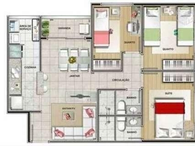 Apartamento para venda possui 80 metros quadrados com 3 quartos em Barreto - Niterói - RJ
