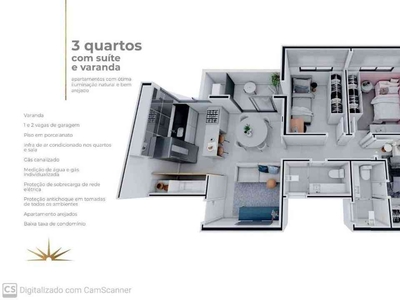 Apartamento com 3 quartos à venda no bairro Ideal, 72m²