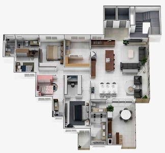 Apartamento com 4 quartos à venda no bairro Serenata, 206m²