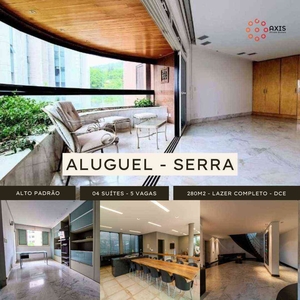 Apartamento com 4 quartos para alugar no bairro Serra, 280m²