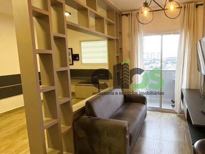 Apartamento tipo flat/studio MODERNO/MOBILIADO, 01 suíte, sacada e ar condicionado, 40m² p