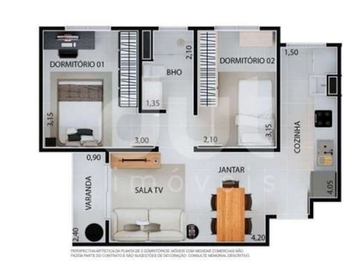 Apartamento com 2 quartos à venda na avenida john boyd dunlop, 29, vila são bento, campinas, 43 m2 por r$ 223.000