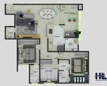 Apartamento à venda, 3 quartos, 2 suítes, 2 vagas, Tibery - Uberlândia/MG
