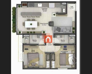 Apartamento com 2 dormitórios à venda, 64 m² por R$ 756.057 - Piratini - Gramado/RS