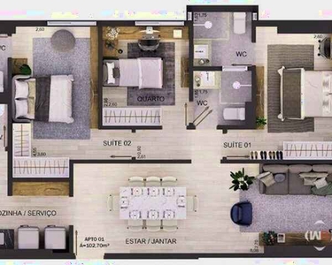 Apartamento com 3 dormitórios à venda, 102 m² por R$ 687.576,00 - Altiplano Cabo Branco