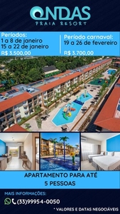Apartamento Ondas Praia Resort - datas em janeiro e carnaval disponíveis