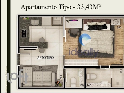 Apartamento à venda em São Luíz com 33 m², 1 suíte