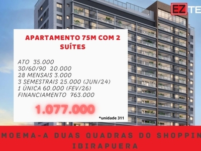 Oportunidade única! lançamento de luxo apartamento de 2 suítes com 75m² em moema , são paulo - sp