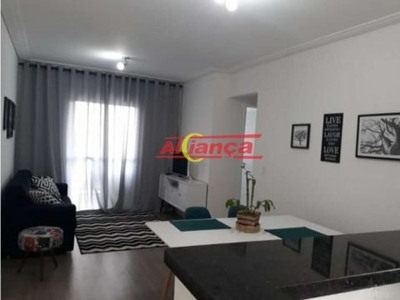 Apartamento totalmente mobiliado com 2 dorm, 1 suite , 1 vaga - ponte grande - guarulhos - sp.