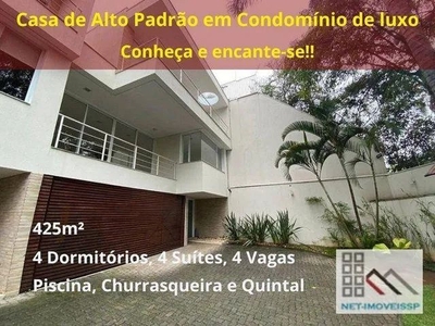 Casa de Alto Padrão em Condomínio 4 Dormitórios (425m²), 4 Suítes, 4 Vagas. Próximo da Fon