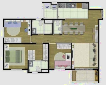 Apartamento para venda com 85 metros quadrados com 3 quartos