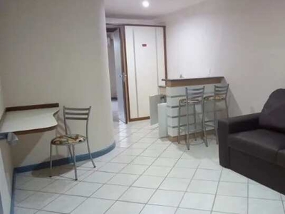 Apartamento mobiliado, com 42m² de 1 quarto, sala, cozinha, varanda, 1 vg garagem