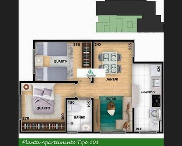 Apartamento de 02 quartos no bairro Canaã em Santa Luzia