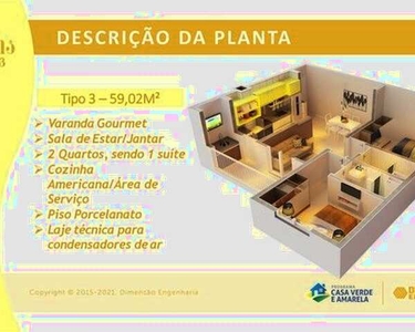 B128// Apartamento para venda possui 54 metros quadrados com 2 quartos em Turu - São Luís