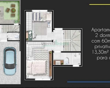 Casa/Sobrado, 2 dormitórios, 2 banheiro, 1 vaga na garagem, 20M² de Área Construída