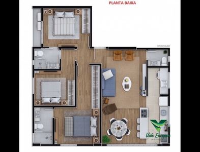 Apartamento no Bairro Vila Nova em Blumenau com 3 Dormitórios (3 suítes) e 108.19 m²