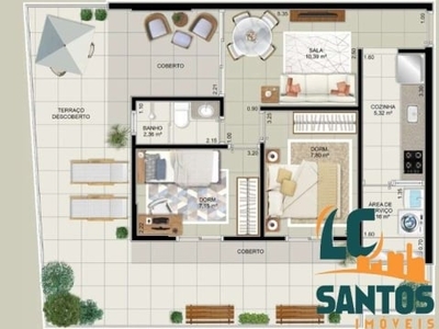 Apartamento com 2 quartos à venda no embaré, santos , 53 m2 por r$ 795.000